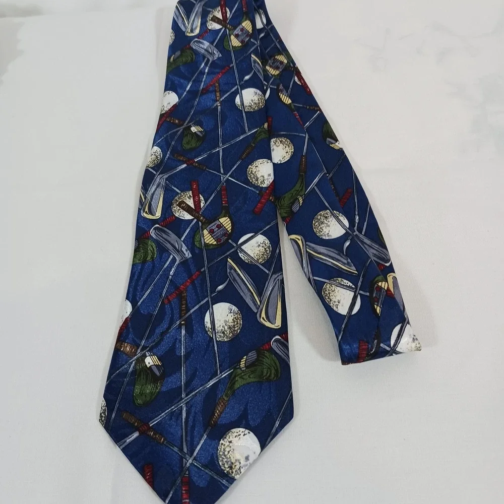 Unbranded Golf Club Tie Mens One Size Blue Excellent Sports Novelty Necktie